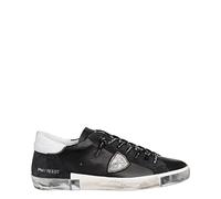 Philippe Model Baskets Paris X en Cuir Et Suède Noires Et Argent