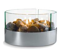 Philippi 123072 Burn Cheminée de Table Ronde Aluminium et Verre Dimensions : 20 x 20 x 13 cm