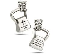 Philippians 4:13 Collier en acier inoxydable avec kettlebell pour femme, 18 Inch Chain, Acier inoxydable, Pas de gemme