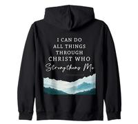 Philippians 4:13 Motif Montagnes brumeuses Sweat à Capuche