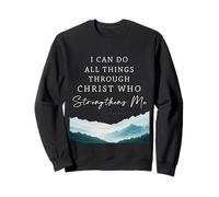 Philippians 4:13 Motif Montagnes brumeuses Sweatshirt