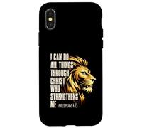 Philippians 4:13 Religious Lion Strengthens Christian Coque pour iPhone X/XS