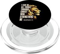 Philippians 4:13 Religious Lion Strengthens Christian PopSockets PopGrip pour MagSafe