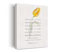 Philippians 4 8 Bible Verse Floral Modern Canvas Print Whatever is True Whatever is Noble Christian Wall Art for Home Decor(Unframed,08x12inch(20x30cm))