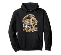 Philippiens 4 13 Christ Strengthens Me Lion Verset Chrétien Sweat à Capuche