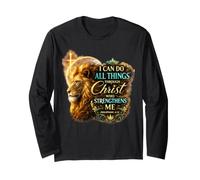 Philippiens 4:13 Le Lion Religieux renforce la Bible Chrétienne Manche Longue