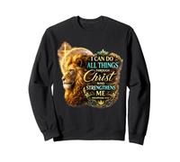 Philippiens 4:13 Le Lion Religieux renforce la Bible Chrétienne Sweatshirt