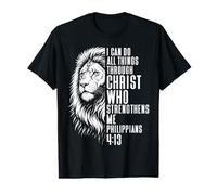 Philippiens 4:13 Lion de Juda Foi chrétienne Verse de la Bible T-Shirt Graphique avec Valeur