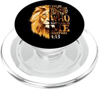 Philippiens 4:13 Verse de la Bible chrétienne Cadeau Lion Homme Mari PopSockets PopGrip pour MagSafe