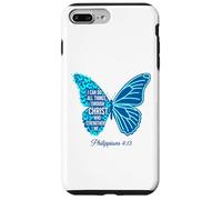 Philippiens 4 13 Verset de la Bible chrétienne Papillon Religieux Coque pour iPhone 7 Plus/8 Plus