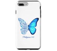 Philippiens 4 13 Verset de la Bible chrétienne Papillon Religieux Coque pour iPhone 7 Plus/8 Plus
