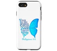 Philippiens 4 13 Verset de la Bible chrétienne Papillon Religieux Coque pour iPhone SE (2020) / 7/8