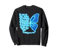 Philippiens 4 13 Verset de la Bible chrétienne Papillon Religieux Sweatshirt