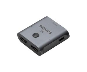Philips 2 Device HDMI 2.1 Switch Splitter [8K@60Hz 4K@120Hz] Dolby Atmos, HD Dolby 7.1 Surround Sound, 48 Gbps Data Transfer,