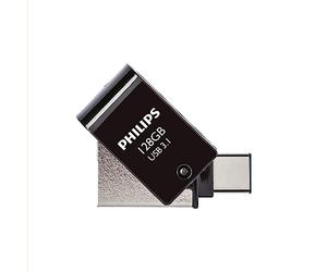 Philips 2-in-1 OTG Édition Ultra Speed clé USB-C/USB 3.1 Double Lecteur Flash USB 128 Go pour PC, Ordinateur Portable, (Android) Smartphone, Tablette, Ultra Small, Vitesse de Lecture jusqu'à 180 Mo/s
