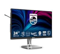 Philips 24B2U4301 - Moniteur Full HD 24 Pouces, Haut-parleurs, Hauteur réglable (1920 x 1080, 120 Hz, HDMI 1.4, DisplayPort 1.4, USB-C (100 W Power Delivery), Sortie DP, hub USB) Noir Gris