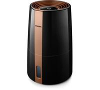 Humidificateur Philips Série 3000, 45 m², 99,97% moins de bactéries, 300 ml/h, 3 vitesses, mode sommeil, ultra silencieux (33 dB), capteur d'humidité, minuteur, réservoir 3L, noir (HU3918/10)