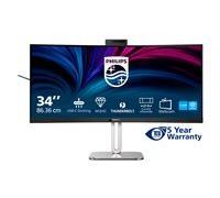 Philips 34B2U6603CH - Moniteur incurvé WQHD 34 Pouces, réglable en Hauteur, Haut-parleurs, Webcam 5 MP, Suppression du Bruit, HDR400 (3440x1440, HDMI, DisplayPort, USB-C, Hub USB) Gris foncé