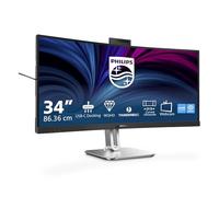 Philips 34B2U6603CH - Moniteur incurvé WQHD 34 Pouces, réglable en Hauteur, Haut-parleurs, Webcam 5 MP, Suppression du Bruit, HDR400 (3440x1440, HDMI, DisplayPort, USB-C, Hub USB) Gris foncé
