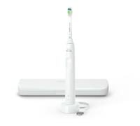 Philips Sonicare 4100 - brosse à dents électrique pour adultes avec 1 tête de brosse à dents Philips W2 Optimal White blanche, coffret de voyage fin et chargeur USB (modèle HX3683/33)