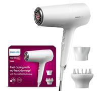 Philips 5000 Series - sèche-cheveux, technologie ThermoShield, ionique, 2 100 W, blanc, avec concentrateur et diffuseur de volume, modèle BHD500/20