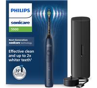Philips 5500 HX7113/01 Brosse à dents sonique nouvelle génération, adulte, sonique, soins quotidiens, blanchiment, 62000 coups par minute, bleu marine, 2 min, 4 x 30 sec