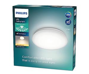 Philips 75049700 Mauve, plafonnier LED 6W, carré, Blanc Chaud 2700K, Aluminium