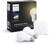 Philips 8718696449554 Hue Kit de de 2 Ampoules LED Connectée + Pont de Connexion E27 Plastique Blanc 9,5 W