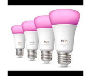 Philips 929003853407 - Pack 4 Ampoules LED Intelligentes E27, 6W (Eq. 60W), 810lm, Blanc, Bluetooth/Zigbee, Multicolore, 1000-20000K