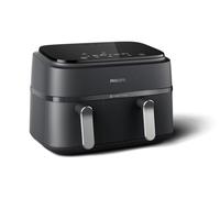 Philips Airfryer Dual Basket Série 3000, 9 L, 2 paniers, 2 plats prêts en même temps, technologie RapidAir Plus, 90% de graisse en moins, économe en énergie, application de recettes HomeID, blanc (NA