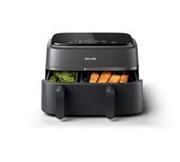 Philips Airfryer Série 3000 - Air Fryer Double Panier, 9L, Technologie RapidAir, jusqu'à 90% de matières grasses en moins, Economies d'énergie, Application HomeID, coloris Noir (NA350/00)