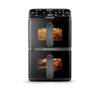 Philips AirFryer Série 4000 10L VerticalDuo - Double panier, RapidAir, cuisson synchronisée, 2 repas en même temps, gain de 45% d’espace, revêtement céramique sans PFAS, fenêtres de cuisson (NA460/00)