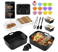 Philips Airfryer Série 4000 Lot de 28 moules en silicone pour friteuse à air double panier vertical de 10 l, accessoires pour Cosori 10 l, récipients en silicone pour Emphsism 10 l, Ninja 10,4 l