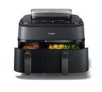 Philips Airfryer Série 5000 - Air Fryer double panier avec cuisson vapeur, 9L, RapidAir, 19 modes de cuisson, jusqu'à 90% de matières grasses en moins, AirSteam, nettoyage vapeur, HomeID (NA550/00)