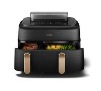 Philips Airfryer Série 5000 - Air Fryer double panier avec cuisson vapeur, 9L, RapidAir, 19 modes de cuisson, jusqu'à 90% de matières grasses en moins, AirSteam, nettoyage vapeur, HomeID (NA552/00)