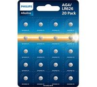 Philips Alcaline - Piles Bouton - LR626 (AG4) - 1,5 V - Lot de 20