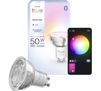 Philips Hue Essential Spot LED Connecté GU10, White and Color Ambiance, 4,7 W, 2200-6500 K, 345 lumens, intensité réglable, compatible Alexa, Google Assistant et Apple Home, pack de 1