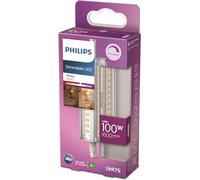 Philips Ampoule crayon LED R7S 118 mm (Equivalent 100 W) à intensité variable avec lumière blanche neutre 3000 Kelvin, Lampe LED à économie d'énergie avec longue durée de vie