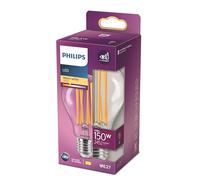 Philips - Ampoule LED en verre Equivalent 150W, standard E27, lumière blanc chaud 2700 Kelvin, transparente, non dimmable