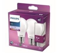 Philips Ampoule dépolie à filament 75 W A60 E27 x2