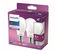 Philips Ampoule dépolie à filament 75 W A60 E27 x2