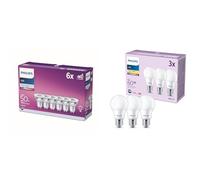 Philips ampoule LED Equivalent50W GU10 Blanc froid, Non dimmable, Verre, Lot de 6 & Philips pack de 3 ampoules LED E27, 60W, blanc chaud