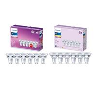 Philips ampoule LED Equivalent50W GU10 Blanc froid, Non dimmable, Verre, Lot de 6 & Philips pack de 6 ampoules LED GU10, 50W, blanc chaud