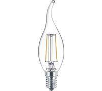 Philips Ampoule LED filament coup de vent bougie 2W = 25W E14 clair 250lm blanc chaud 2700K