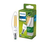 Philips ampoule LED Flamme classe A, 40W, 3000K Blanc, transparente, verre