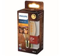 PHILIPS Ampoule LED Flamme E14 - 15W Blanc Chaud Ambré - Compatible Variateur - Verre