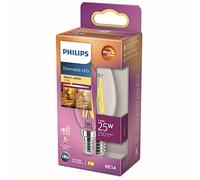 Philips ampoule LED Flamme E14 25W Blanc Chaud Claire Compatible Variateur, Verre
