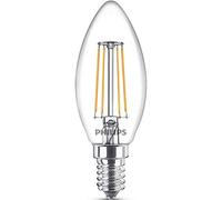 Philips ampoule LED Flamme Filament E14, 4.3 W Equivalent 40W, 470 Lumen, Claire Blanc