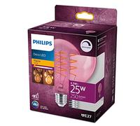 Philips ampoule LED Globe E27 25W Blanc Chaud Pink Compatible Variateur, Verre