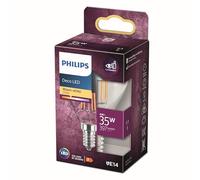 Philips ampoule LED Sphérique E14 35W Blanc Chaud Calotte Argentée, Verre